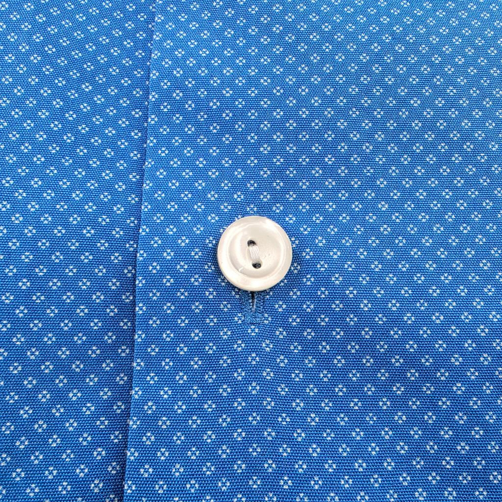 ETON Shirt 17 43 Blue Micro Dot Floral Men’s Cotton Dress Shirt Quiet Luxury - Picture 8 of 16